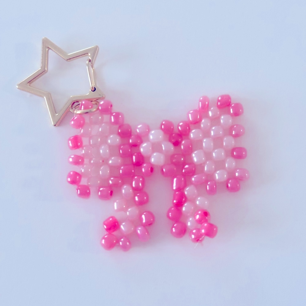 Handmade beaded bow key chain